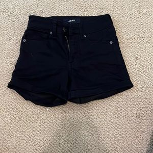 High waisted black jean shorts